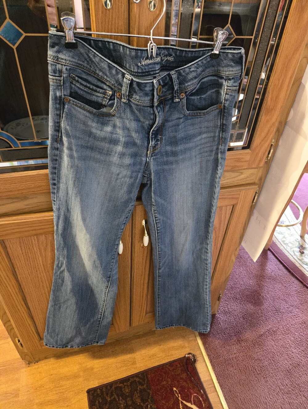 American Eag le Outfitters Medium Wash Flare Jeans Stretch